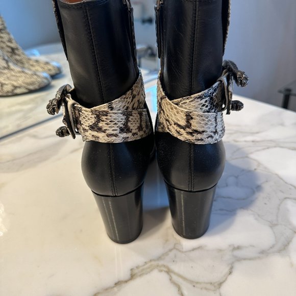 GUCCI Elaphe Snakeskin Elizabeth Boots Roccia Black - Picture 4 of 9
